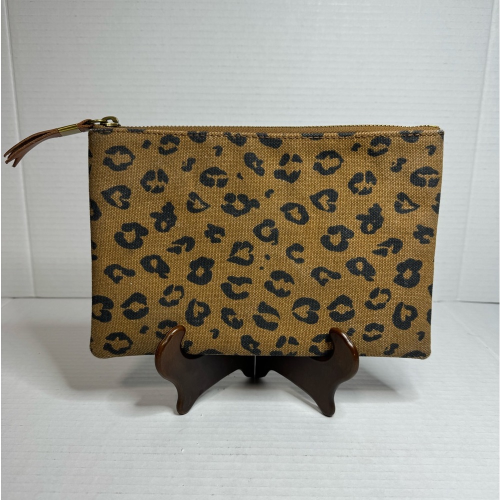 Madewell Canvas Pouch Leopard Print Zip Clutch
